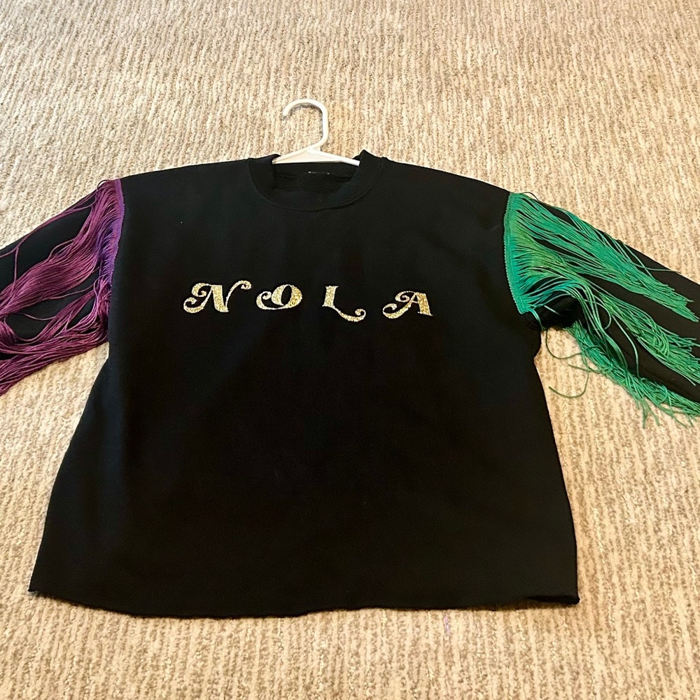 Mardi Gras Sweatshirt with Tassels/Fringe